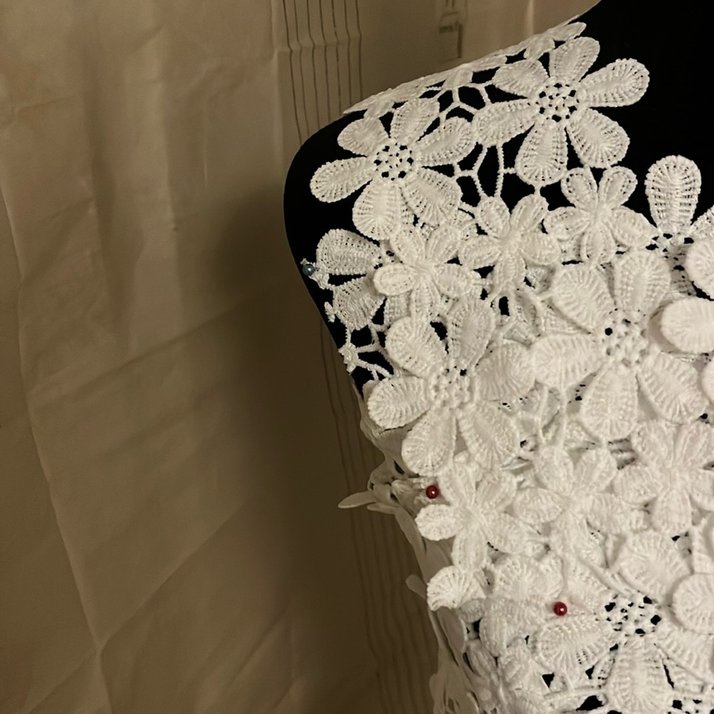 Hand sewn white lace top